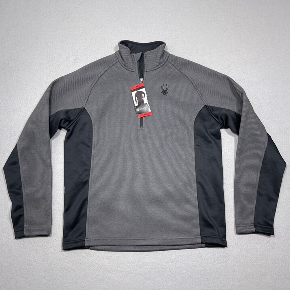 SPYDER Outbound Sweater Men’s Size Medium Pullover Jacket‎ Gray / Black 1/4 Zip - Picture 1 of 10